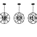 Modern Three Pendant Lights With Decorative Spherical Metal Wire Frame Design 3d model