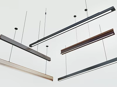 Modern Linear Chandeliers with Sleek Profiles and Metallic Finishes for Interior Design 3d model