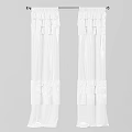 White Ruffled Lightweight Curtains with Hooks on Rod for Home Decor 3d model