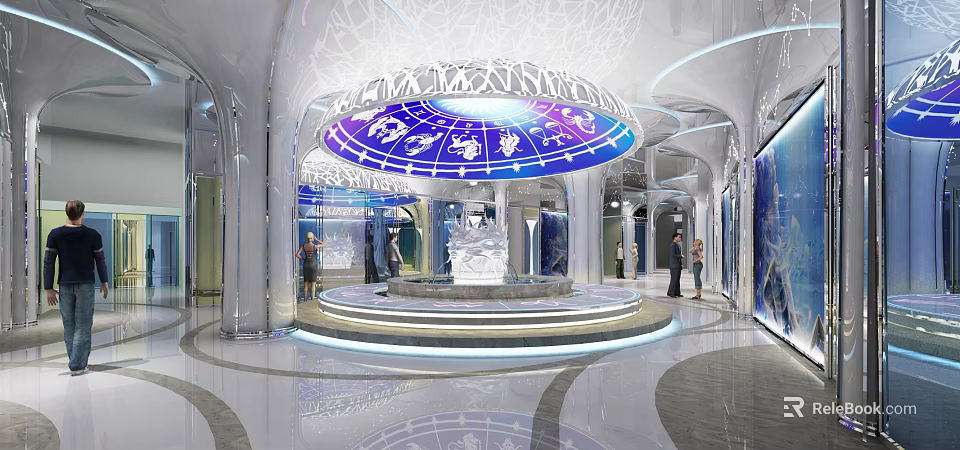Modern KTV Interior Design With Luxury Lighting And Circular Stage Lounge 3d model 