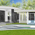 Modern gallery demonstration area grid gallery curve special-shaped landscape gallery construction 3d model