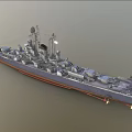 Detailed Military Warship With Upper Structure Radar Antennas And Deck Equipment