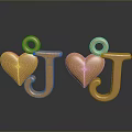 Glossy Golden Heart Shaped Letter J Accessories For Daily Lifestyle Products
