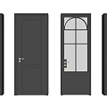 Black Hinged Doors With Various Designs And Glass Panels For Modern Home Interior