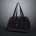 Black Travel Bag With Two Handles Red Accents And Logo Design