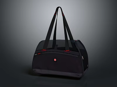 Black Travel Bag With Two Handles Red Accents And Logo Design 3d model