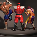 Action Figures Fighting Style Colorful Costumes Battle Poses On Black Display Base