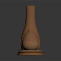 Terracotta Clay Vases In Two Sizes On Dark Background With Reflection 3d model