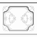White Interior Ceiling Featuring Elegant Symmetrical Ornate Carved Decorative Patterns 3d model