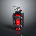 Red Fire Extinguisher with Black Housing and Safety Handle for Home Safety