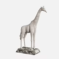 Handcrafted Giraffe Sculpture Carving With Marble Base And Intricate Details