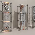 Modern Artistic Columns With Metal Frames And Colorful Decorative Panels 3d model