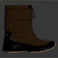 Brown High Top Winter Boots With Warm Quilted Upper Black Rubber Sole And Orange Accents