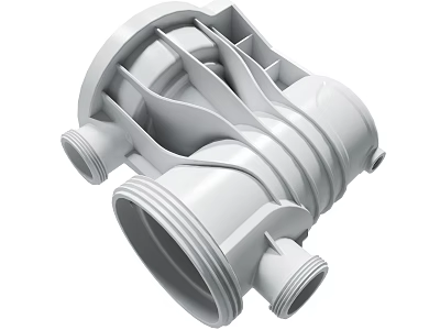 White Plastic Mechanical Component With Multiple Connectors And Intricate Structure 3d model