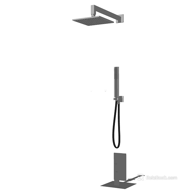 Modern Handheld Shower Head With Chrome Finish Flexible Hose And Wall Mount Design 3d model 