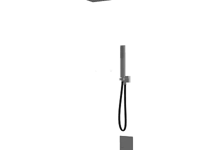 Modern Handheld Shower Head With Chrome Finish Flexible Hose And Wall Mount Design 3d model