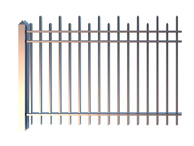 Modern Metal Fence Design With Vertical Bars And Spiked Top For Security 3d model