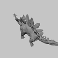 Realistic Dinosaur Model With Red Spines And Gray Body On Gray Background