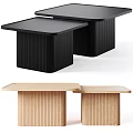 Modern Square Dining Table With Dark Tabletop And Black Vertical Striped Base 3d model