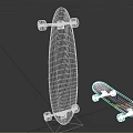 Colorful Longboard and Skateboard Sports Equipment with Stripes Printed Graphics and Red Wheels
