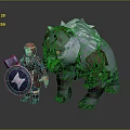 Knight In Red Armor With Star Shield Standing By Giant White Fur Beast