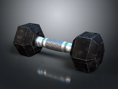 Hexagonal Metal Dumbbell With Textured Grip For Fitness Training Equipment 3d model