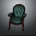 Teal Upholstered Chair with Wooden Legs Arms and Elegant Classic Design