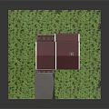 Two Story Detached Villa With Red Roof White Exterior And Green Lawn Driveway