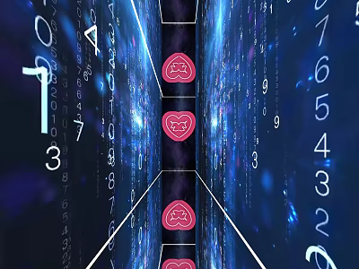 Futuristic Activity Channel With Glowing Digits And Heart Icons On Tech Background 3d model