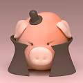 Pink Reptile Piggy Bank Wearing Black Hat And Cape On Light Pink Background
