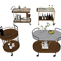 Modern Trolley Movable Trolley Movable Trolley Storage Rack Side Corner Timber Rectangular 3d model