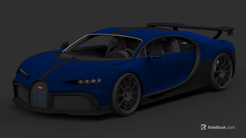 Stylish Blue Sports Car With Sleek Aerodynamic Design And Black Stripes 3d model 