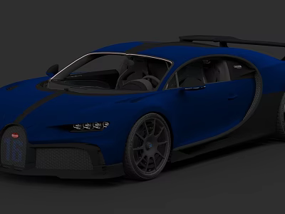 Stylish Blue Sports Car With Sleek Aerodynamic Design And Black Stripes 3d model