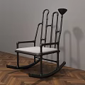Stylish Black Frame Rocking Chair With White Cushion On Wooden Floor