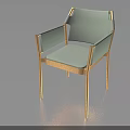 Light Green Leisure Chair With Gold Frame Armrests And Modern Sleek Design