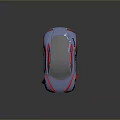 Blue Sports Car With Sleek Design Transparent Roof Red Accents Black Wheels Red Wheel Centers