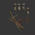 Natural Decorative Elements With Twigs Stones And Dried Leaves