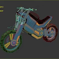 Futuristic Teal And Yellow Motorcycle With Black Seat Large Wheels And Modern Design