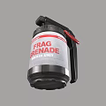 Military Frag Grenade With Black Handle Red Pin Gray Body And White Label Red Text