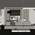 Modern Living Dining Room Interior With Open Concept Sofa Coffee Table And Floor Lamp