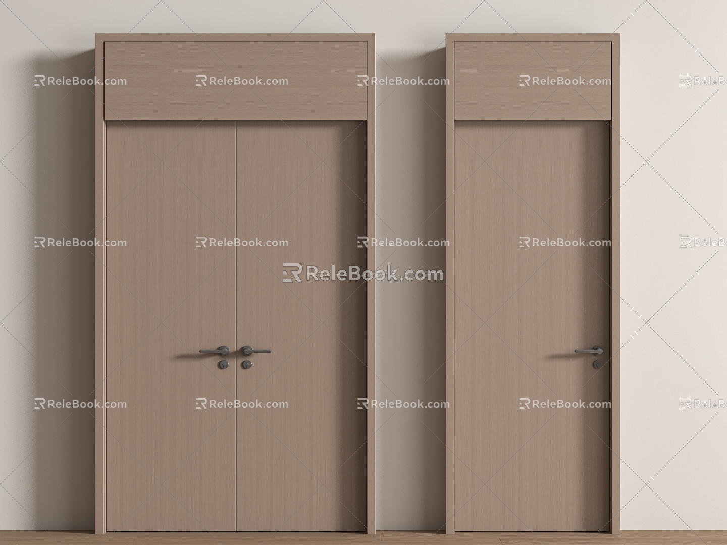 Modern door combination double door top door swing door wooden door 3d model