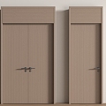 Modern door combination double door top door swing door wooden door 3d model