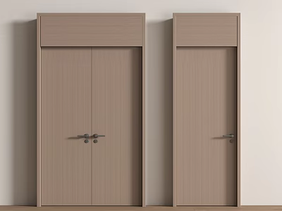 Modern door combination double door top door swing door wooden door 3d model