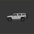 White Hummer Style SUV With Roof Rack Orange Warning Lights And Black Wheels