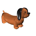 Cute Cartoon Brown Dachshund Stuffed Toy With Black Ears And Nose