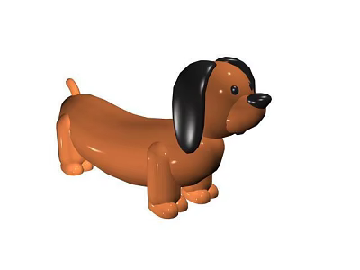 Cute Cartoon Brown Dachshund Stuffed Toy With Black Ears And Nose 3d model