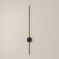 Minimalist Wall Lamp With Vertical Black Rod And Round Accent On Beige Wall