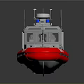 Red US Coast Guard Vessel 25078 Featuring Sleek Structure And Technical Equipment Design