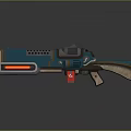 Futuristic Blue Gray Weapon With Red Glowing Element And Mechanical Design 3d model