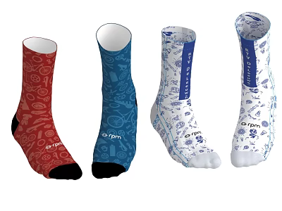 Dr.Fun Colorful Patterned Socks Collection With Red Blue White Design Varieties 3d model